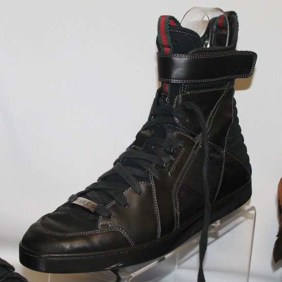 Authentic Gucci Hi-Top Combat Style Sneakers Sport Shoes - Picture 3 of 11